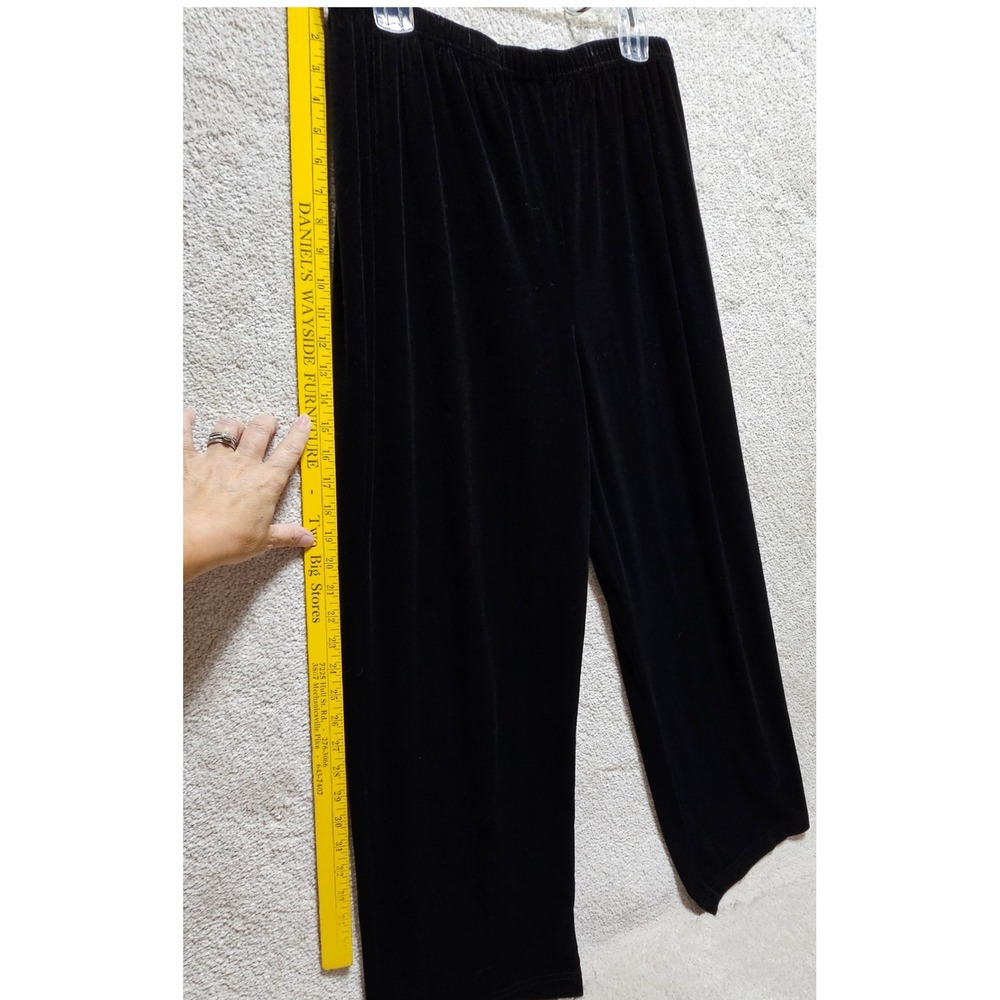 Briggs Petite Black Velvet Pants Elastic Waist Pull On Women's Large LP - Picture 5 of 6